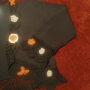 💕Joseph A. Black knit shawl cardigan with flowers